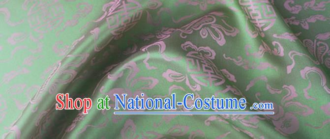 Asian Chinese Classical Ribbon Calabash Pattern Design Light Green Silk Fabric Traditional Cheongsam Material