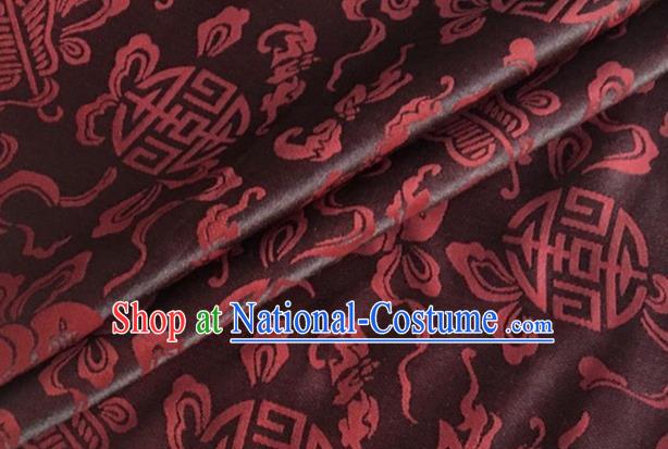 Asian Chinese Classical Ribbon Calabash Pattern Design Brown Silk Fabric Traditional Cheongsam Material