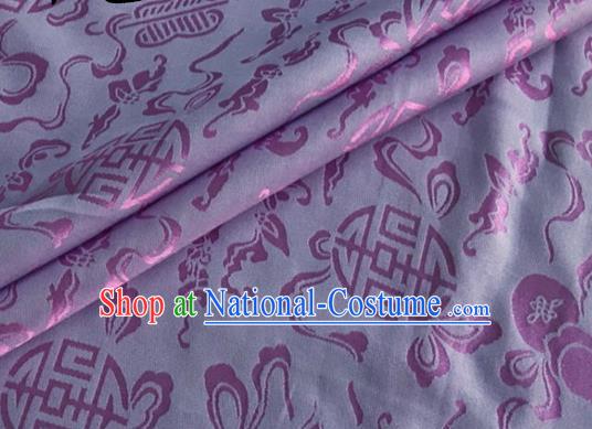 Asian Chinese Classical Ribbon Calabash Pattern Design Lilac Silk Fabric Traditional Cheongsam Material