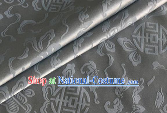 Asian Chinese Classical Ribbon Calabash Pattern Design Grey Silk Fabric Traditional Cheongsam Material