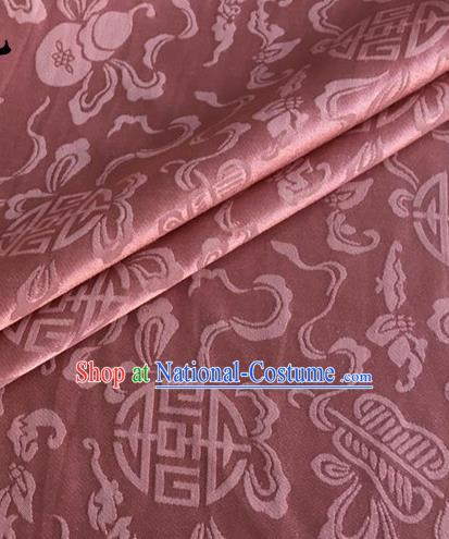 Asian Chinese Classical Ribbon Calabash Pattern Design Deep Pink Silk Fabric Traditional Cheongsam Material