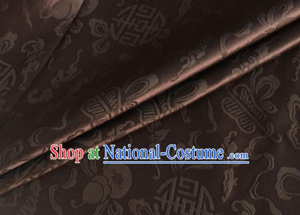 Asian Chinese Classical Ribbon Calabash Pattern Design Deep Brown Silk Fabric Traditional Cheongsam Material