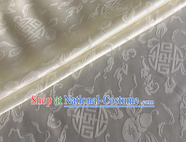 Asian Chinese Classical Ribbon Calabash Pattern Design Beige Silk Fabric Traditional Cheongsam Material