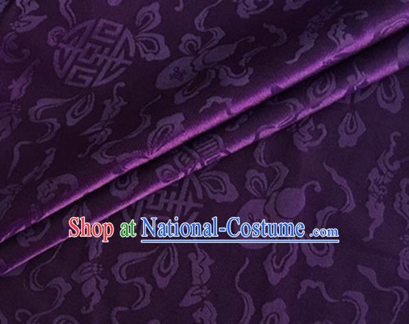 Asian Chinese Classical Ribbon Calabash Pattern Design Purple Silk Fabric Traditional Cheongsam Material