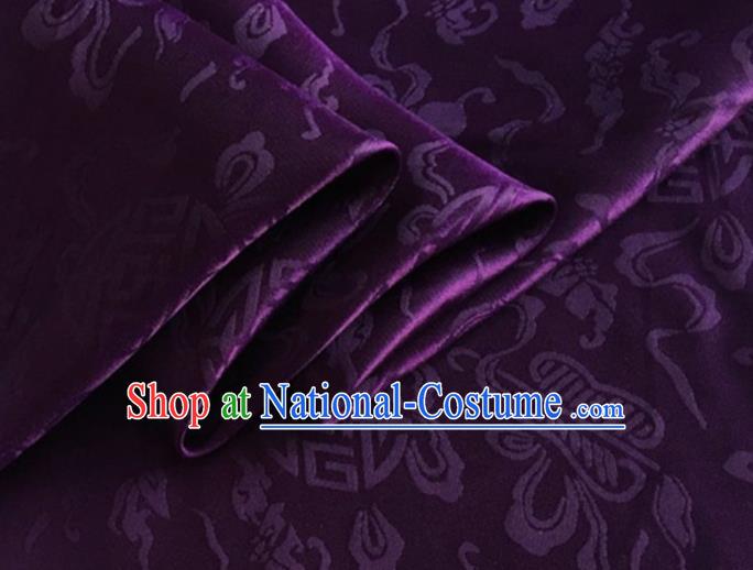 Asian Chinese Classical Ribbon Calabash Pattern Design Purple Silk Fabric Traditional Cheongsam Material