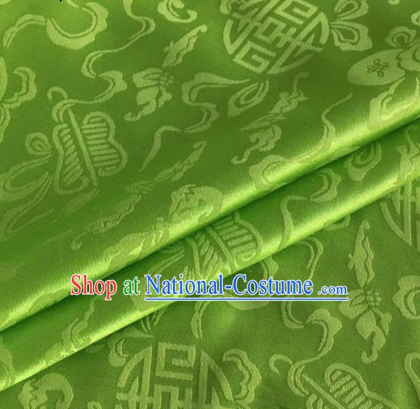 Asian Chinese Classical Ribbon Calabash Pattern Design Grass Green Silk Fabric Traditional Cheongsam Material