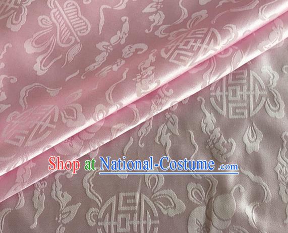 Asian Chinese Classical Ribbon Calabash Pattern Design Light Pink Silk Fabric Traditional Cheongsam Material