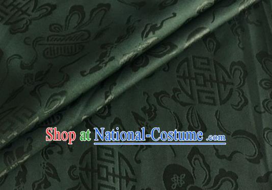 Asian Chinese Classical Ribbon Calabash Pattern Design Atrovirens Silk Fabric Traditional Cheongsam Material