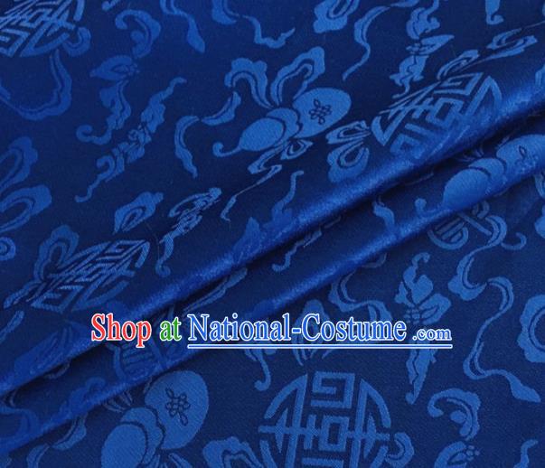 Asian Chinese Classical Ribbon Calabash Pattern Design Royalblue Silk Fabric Traditional Cheongsam Material