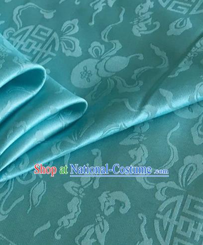 Asian Chinese Classical Ribbon Calabash Pattern Design Lake Blue Silk Fabric Traditional Cheongsam Material