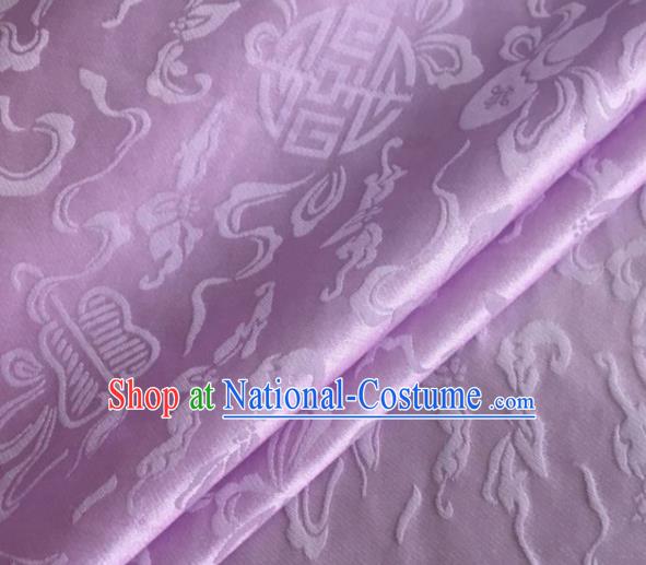 Asian Chinese Classical Ribbon Calabash Pattern Design Light Purple Silk Fabric Traditional Cheongsam Material