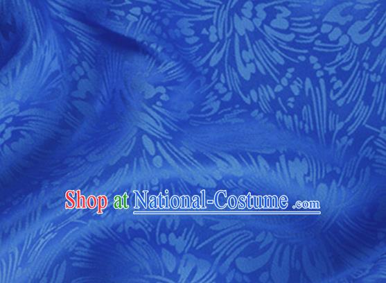 Asian Chinese Classical Pattern Design Royalblue Silk Fabric Traditional Cheongsam Brocade Material