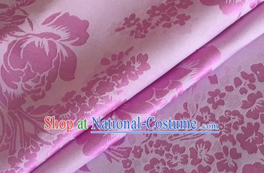 Asian Chinese Classical Peony Pattern Design Rosy Silk Fabric Traditional Cheongsam Brocade Material