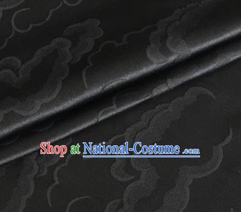 Asian Chinese Classical Cloud Pattern Design Black Silk Fabric Traditional Cheongsam Brocade Material