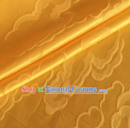 Asian Chinese Classical Cloud Pattern Design Yellow Silk Fabric Traditional Cheongsam Brocade Material