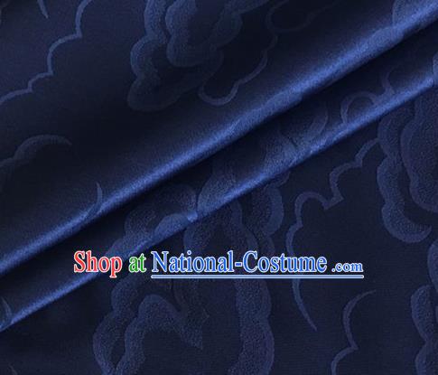 Asian Chinese Classical Cloud Pattern Design Navy Silk Fabric Traditional Cheongsam Brocade Material