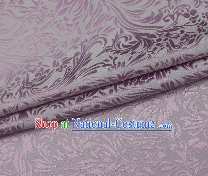 Asian Chinese Classical Iris Pattern Design Light Purple Silk Fabric Traditional Cheongsam Brocade Material