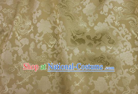 Asian Chinese Classical Peony Dragon Pattern Design Yellow Silk Fabric Traditional Cheongsam Brocade Material