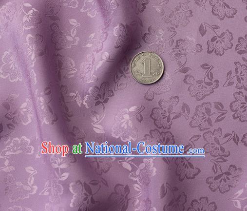 Asian Chinese Classical Flowers Pattern Design Purple Silk Fabric Traditional Cheongsam Brocade Material