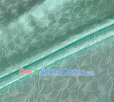 Asian Chinese Classical Lotus Petals Pattern Design Light Green Silk Fabric Traditional Cheongsam Brocade Material