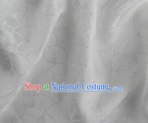 Asian Chinese Classical Lotus Petals Pattern Design White Silk Fabric Traditional Cheongsam Brocade Material