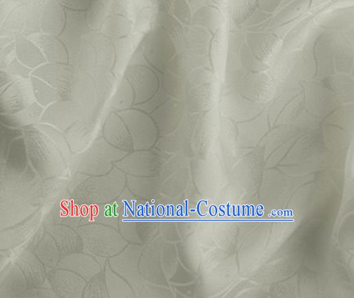 Asian Chinese Classical Lotus Petals Pattern Design Beige Silk Fabric Traditional Cheongsam Brocade Material