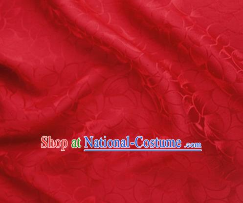 Asian Chinese Classical Lotus Petals Pattern Design Red Silk Fabric Traditional Cheongsam Brocade Material