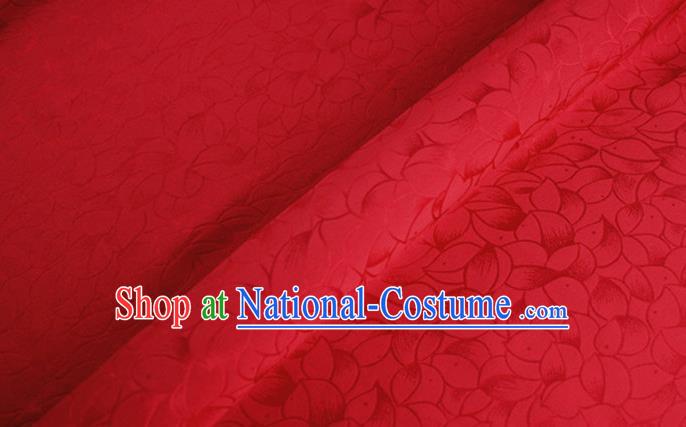 Asian Chinese Classical Lotus Petals Pattern Design Red Silk Fabric Traditional Cheongsam Brocade Material