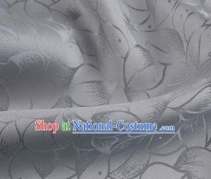 Asian Chinese Classical Lotus Petals Pattern Design Grey Silk Fabric Traditional Cheongsam Brocade Material