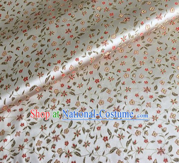 Asian Chinese Classical Pepper Flowers Pattern Design White Brocade Fabric Traditional Cheongsam Silk Material