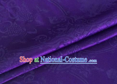 Asian Chinese Classical Double Fish Pattern Design Purple Silk Fabric Traditional Cheongsam Material