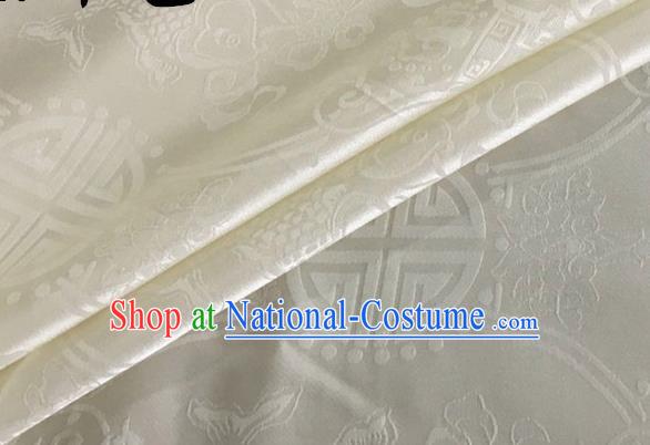 Asian Chinese Classical Double Fish Pattern Design Beige Silk Fabric Traditional Cheongsam Material