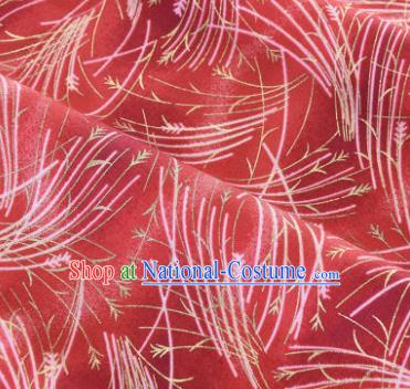 Asian Japanese Classical Meteor Pattern Design Red Silk Fabric Traditional Kimono Brocade Material