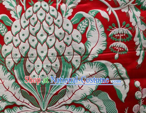 Asian Chinese Classical Pattern Design Red Silk Fabric Traditional Tibetan Brocade Material