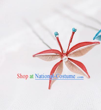 Chinese Traditional Red Butterfly Hairpin Handmade Hanfu Hair Accessories for Women