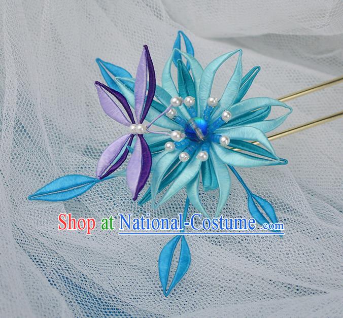 Chinese Traditional Purple Butterfly Flower Hairpin Handmade Hanfu Hair Accessories for Women