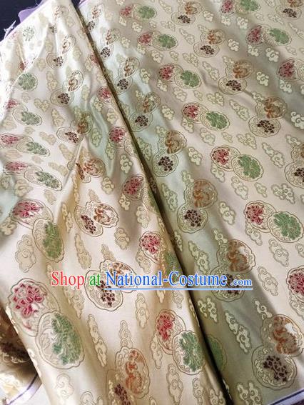 Asian Chinese Classical Cloud Peony Pattern Design Pink Silk Fabric Traditional Nanjing Brocade Material