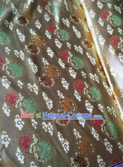 Asian Chinese Classical Cloud Peony Pattern Design Brown Silk Fabric Traditional Nanjing Brocade Material