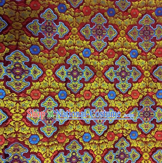 Asian Chinese Classical Auspicious Pattern Design Red Silk Fabric Traditional Nanjing Brocade Material