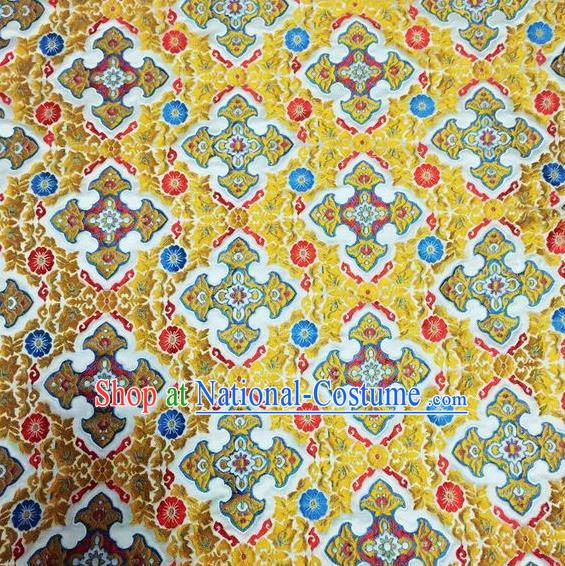 Asian Chinese Classical Auspicious Pattern Design Yellow Silk Fabric Traditional Nanjing Brocade Material