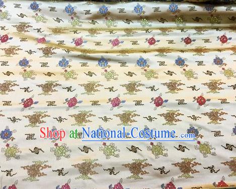 Asian Chinese Classical Auspicious Pattern Design Beige Silk Fabric Traditional Nanjing Brocade Material