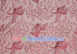 Asian Chinese Classical Cloud Cranes Pattern Design Pink Silk Fabric Traditional Nanjing Brocade Material