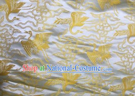 Asian Chinese Classical Cloud Yellow Cranes Pattern Design Silk Fabric Traditional Nanjing Brocade Material