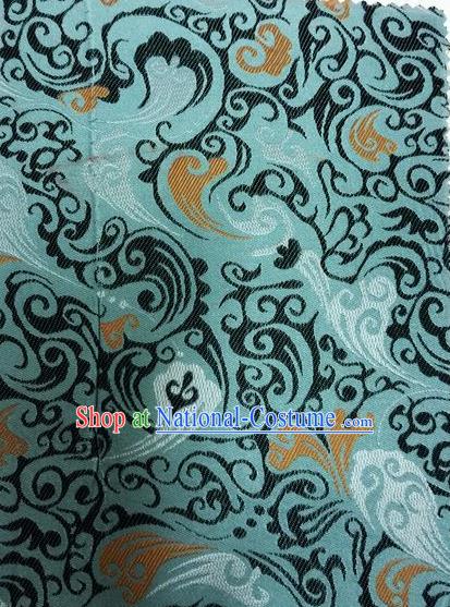 Asian Chinese Classical Pattern Design Light Blue Silk Fabric Traditional Nanjing Brocade Material