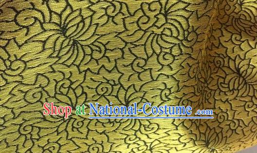 Asian Chinese Classical Lotus Pattern Design Yellow Silk Fabric Traditional Nanjing Brocade Material