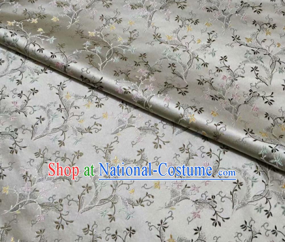 Asian Chinese Classical Wheat Floret Pattern Design White Silk Fabric Traditional Nanjing Brocade Material