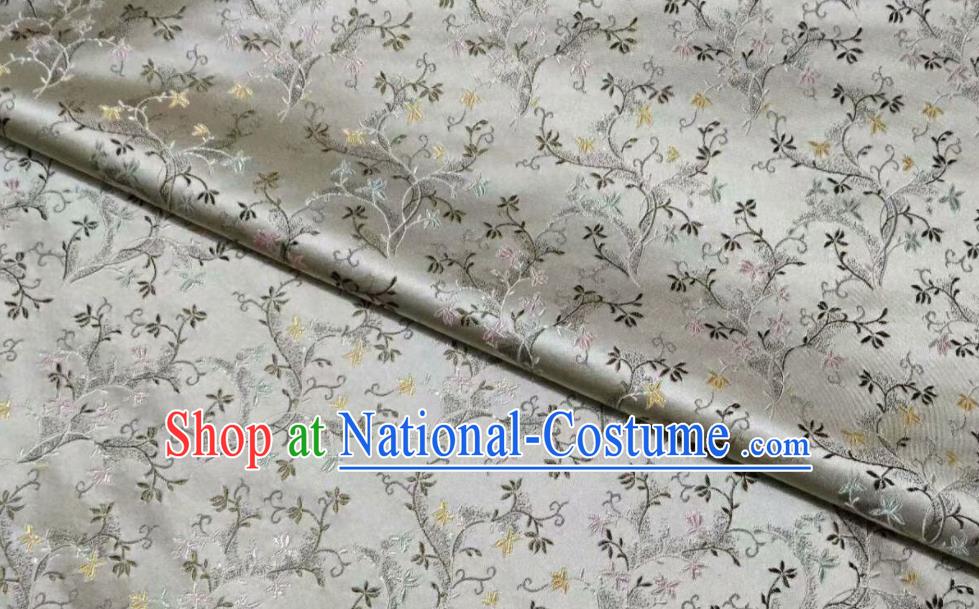 Asian Chinese Classical Wheat Floret Pattern Design White Silk Fabric Traditional Nanjing Brocade Material