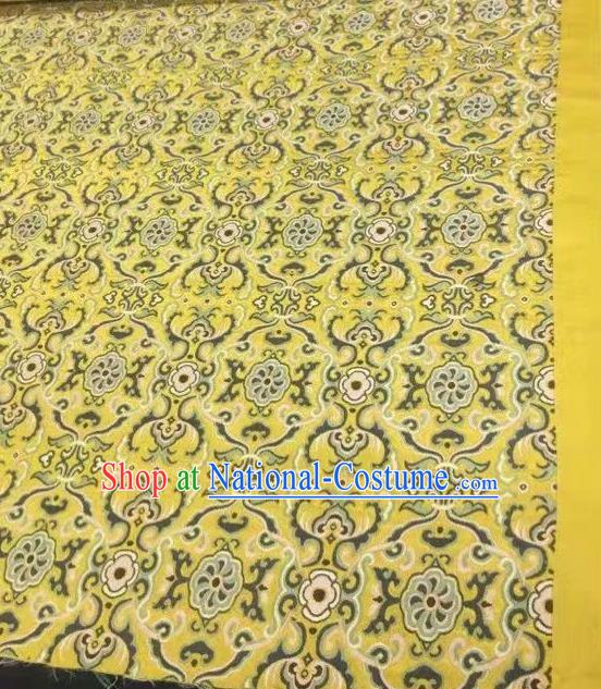 Asian Chinese Classical Pattern Design Yellow Silk Fabric Traditional Nanjing Brocade Material