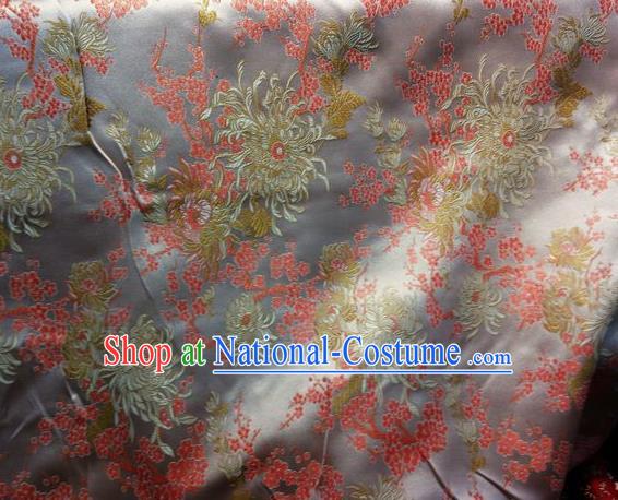 Asian Chinese Classical Chrysanthemum Plum Pattern Design Silk Fabric Traditional Nanjing Brocade Material