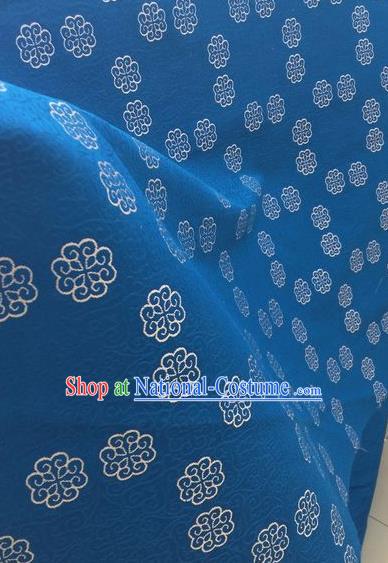 Asian Chinese Classical Pattern Design Blue Silk Fabric Traditional Nanjing Brocade Material